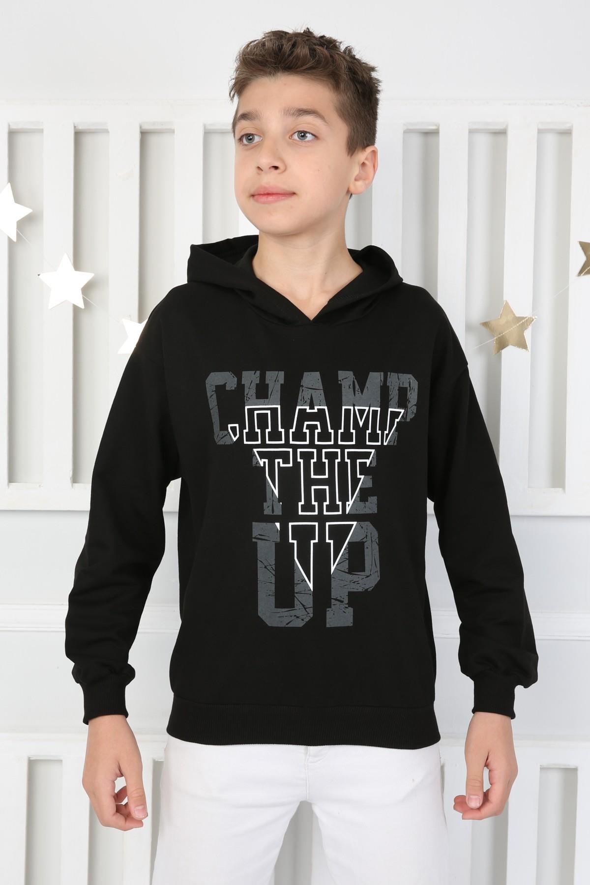 %100 Cotton İki İplik Baskılı Erkek Sweatshirt