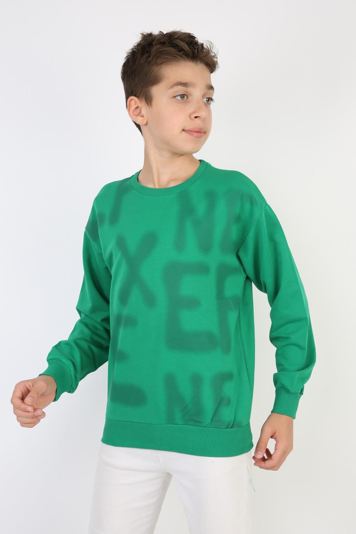 İki İplik Baskılı Erkek Çocuk Sweatshirt