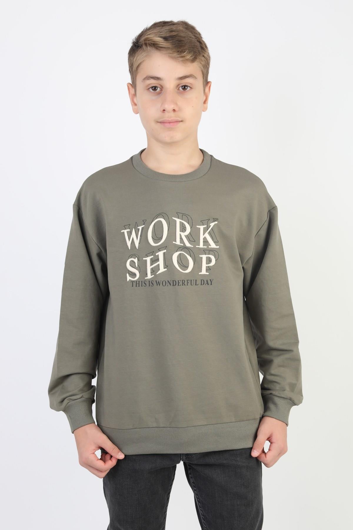 İki İplik Baskılı Erkek Çocuk Sweatshirt