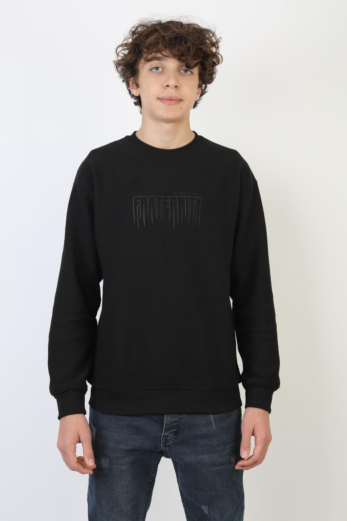 İki İplik Baskılı Erkek Çocuk Sweatshirt