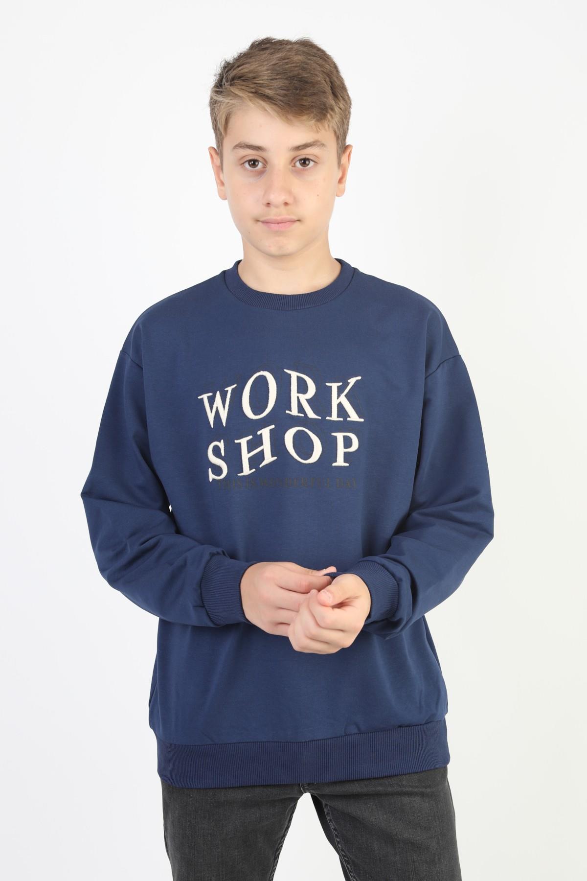 İki İplik Baskılı Erkek Çocuk Sweatshirt