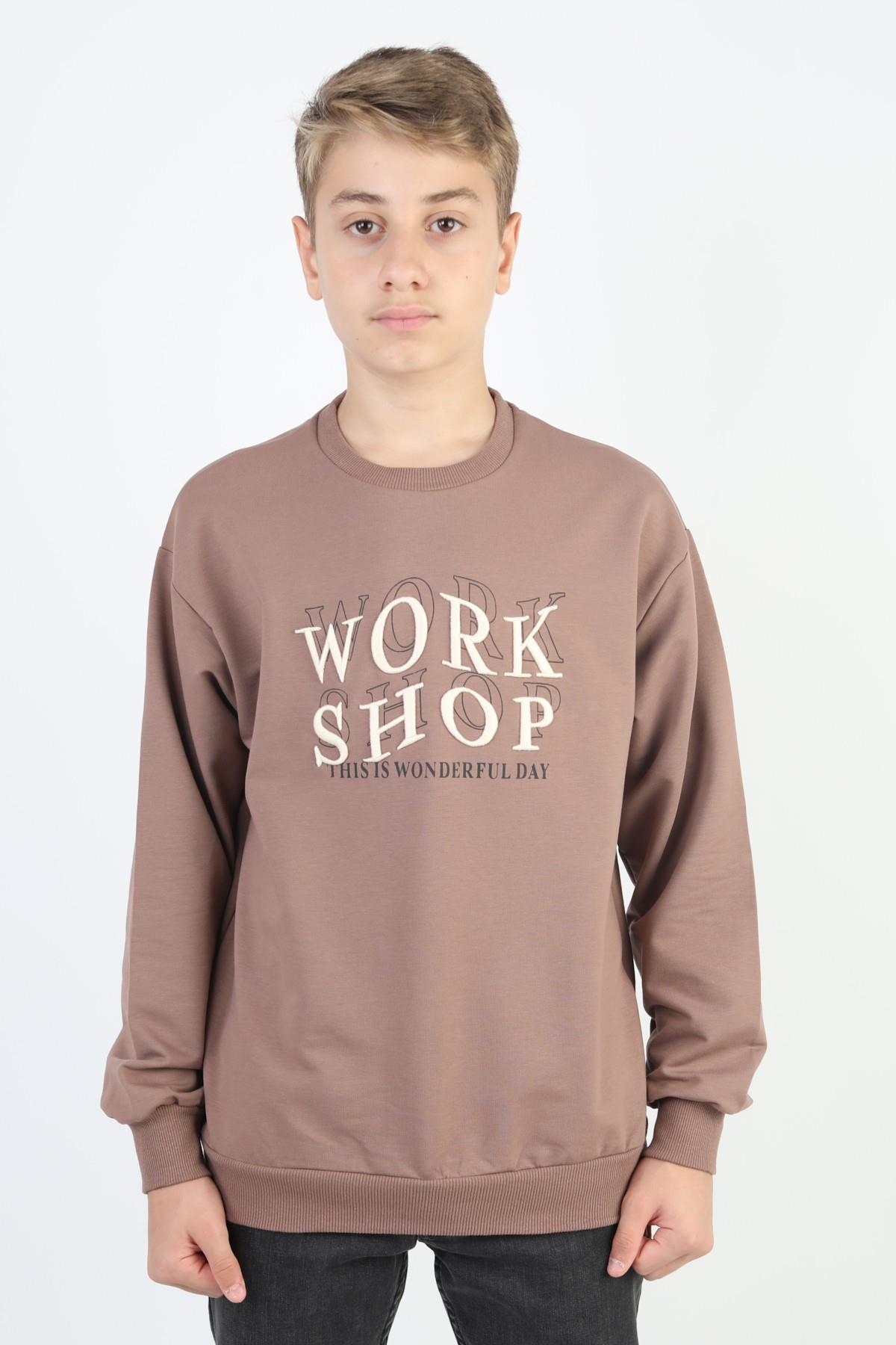 İki İplik Baskılı Erkek Çocuk Sweatshirt