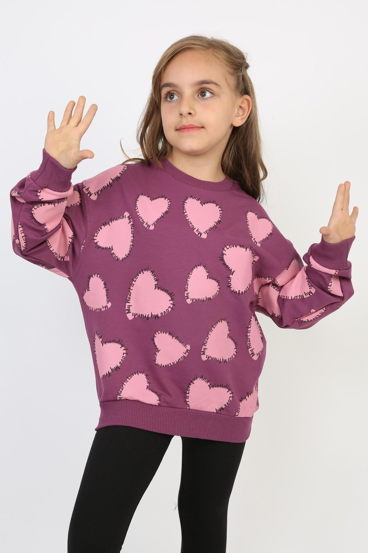 İki İplik Baskılı Kız Çocuk Sweatshirt