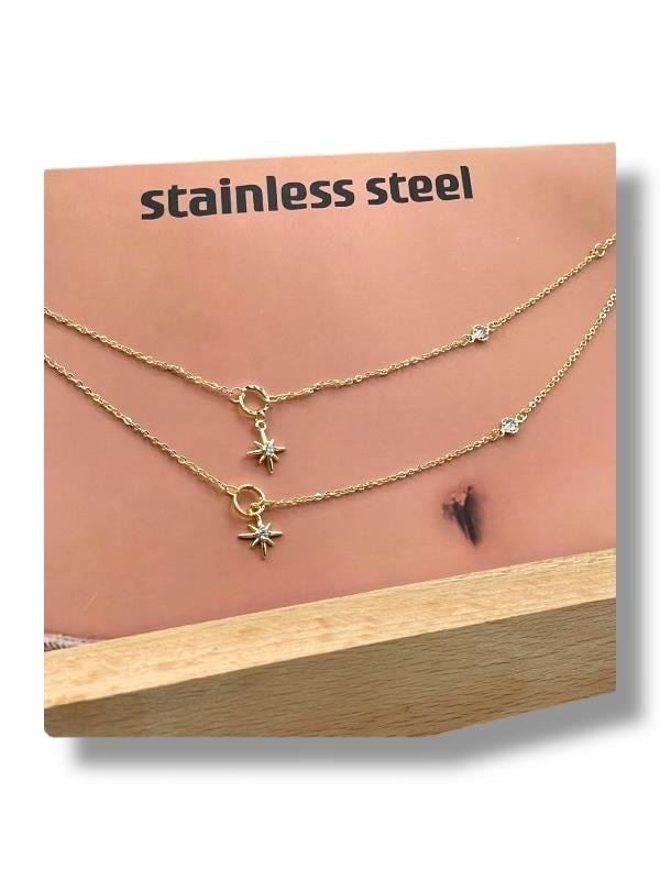 Çift Dolama Yıldız Figürlü Bel Zinciri