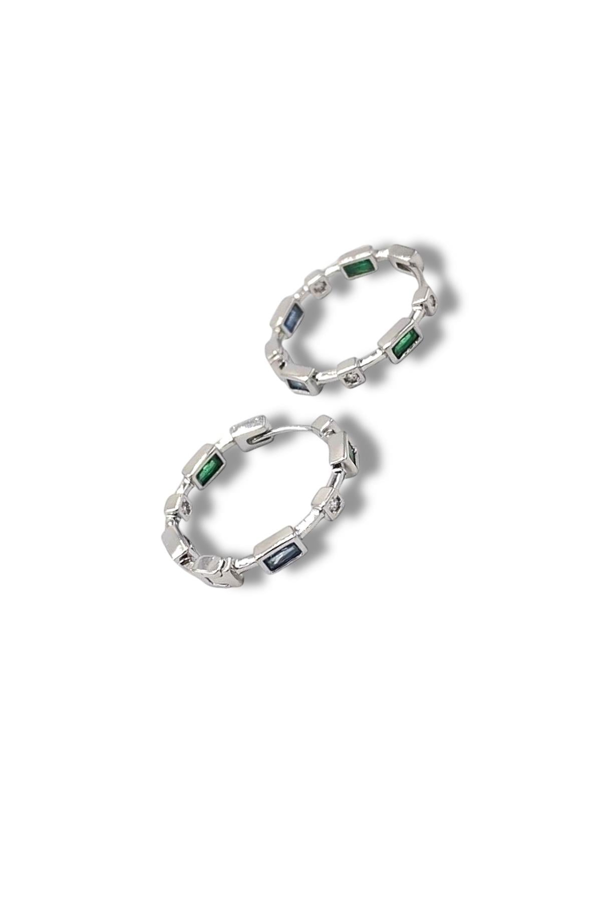 Renkli Taş halka küpe 