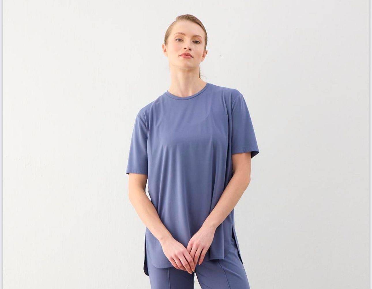 CLOCHE TRİL KISA KOLLU T-SHIRT İNDİGO