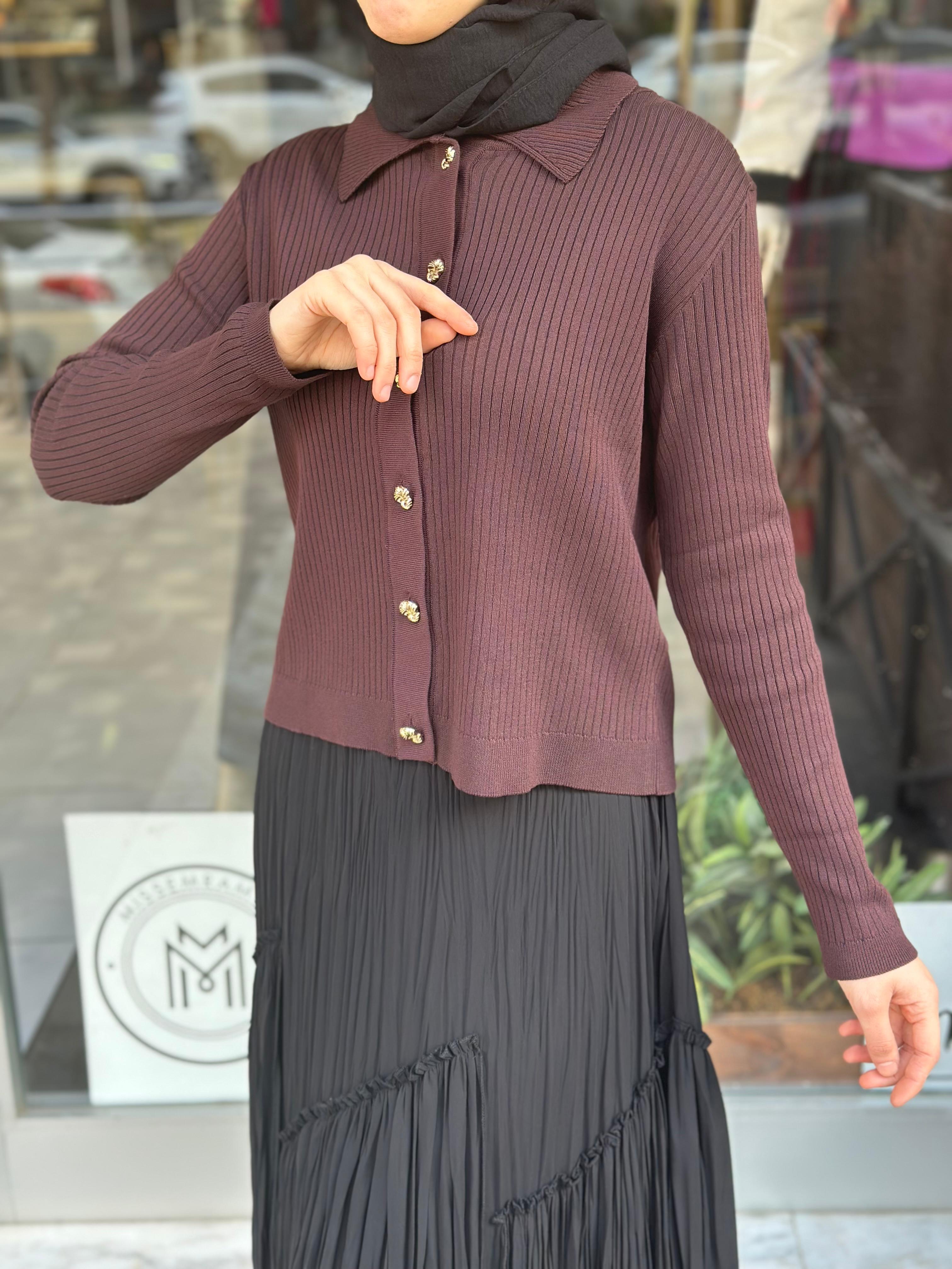 MİSSEMRAMİSS BELLE NOIR MİDİ HIRKA KAHVERENGİ