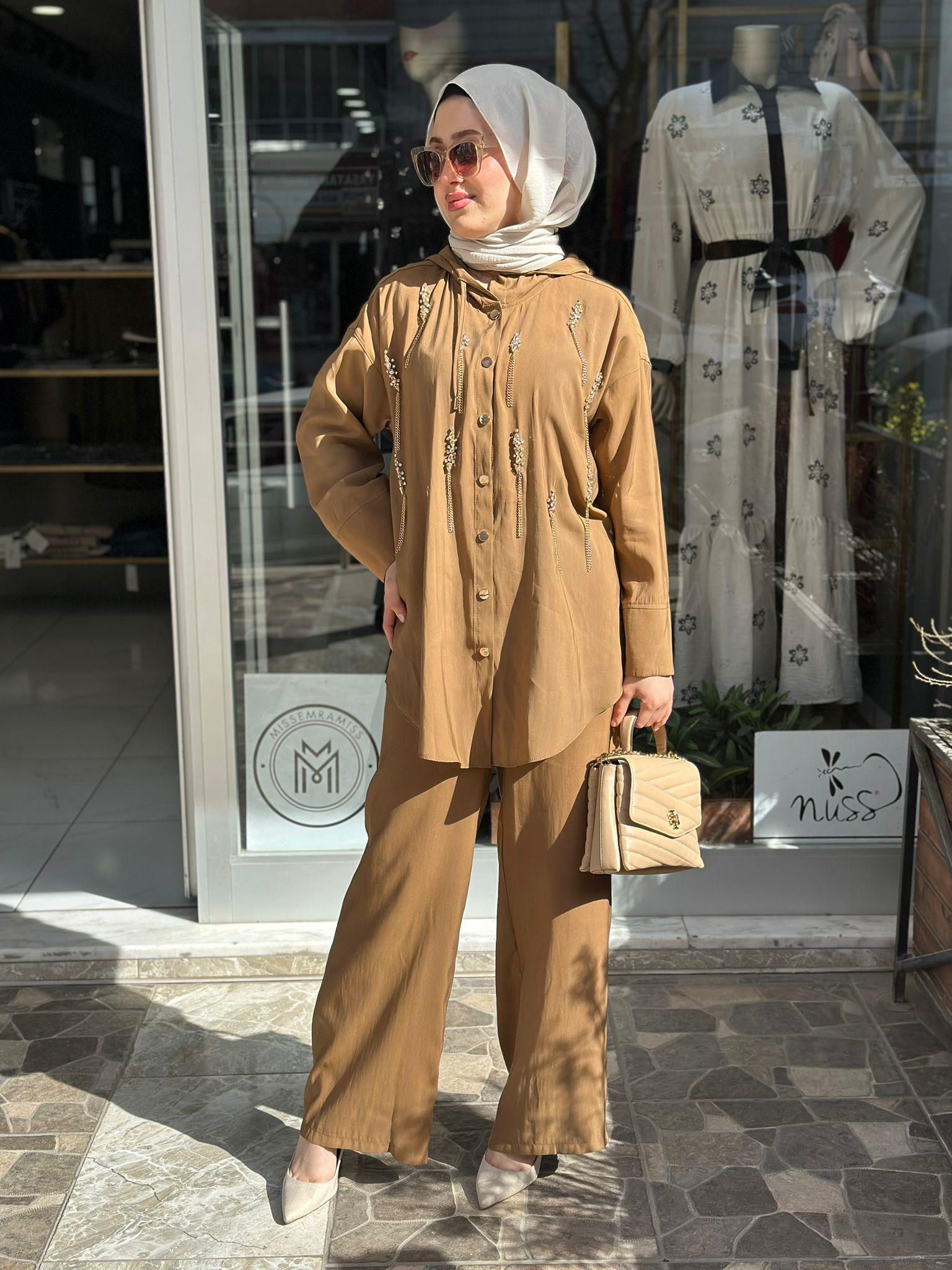 MİSSEMRAMİSS CRISTALLO KAPÜŞONLU TAKIM CAMEL 