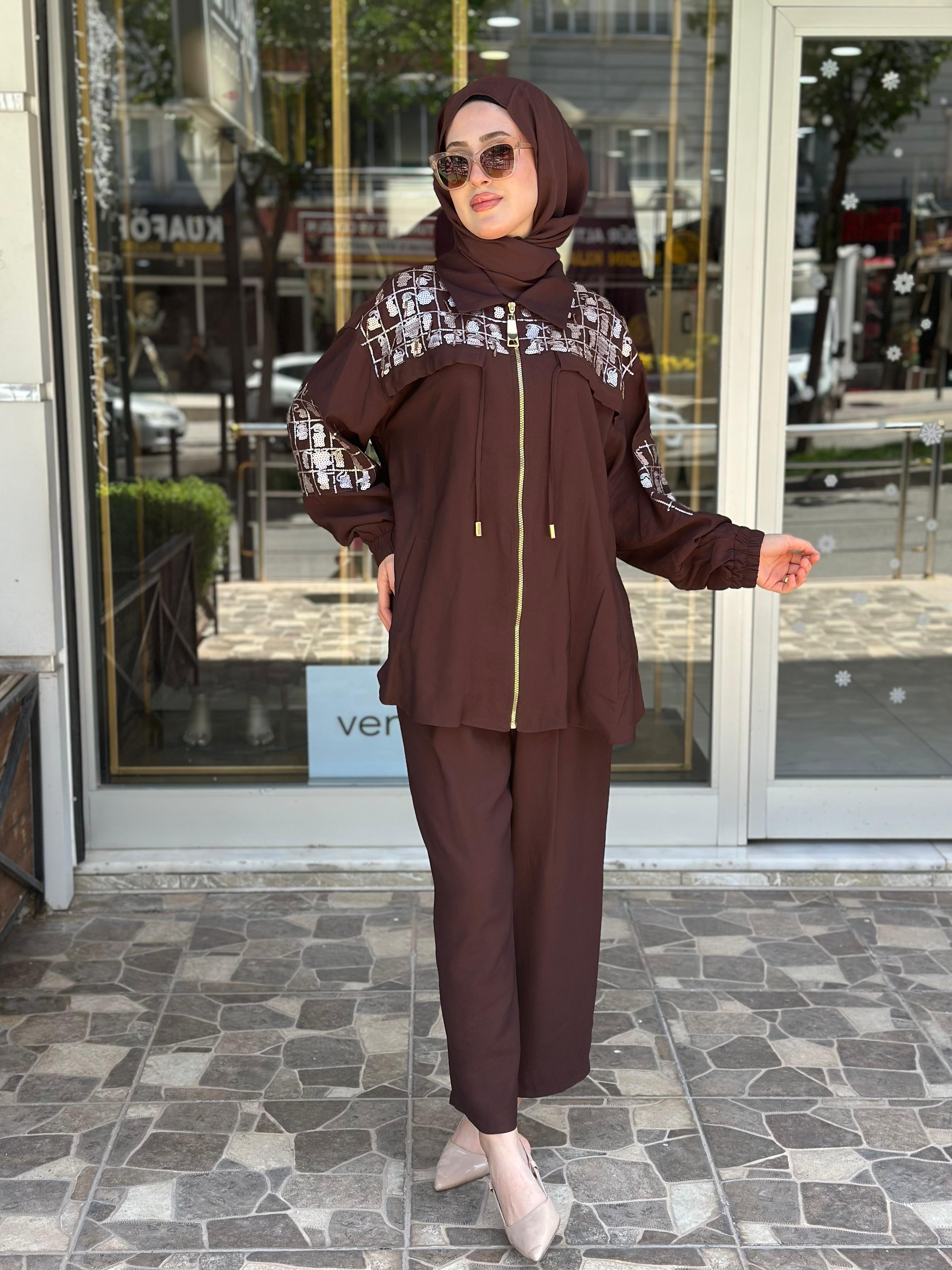 MİSSEMRAMİSS ELEGANZA GRAFITE TAKIM KAHVERENGİ