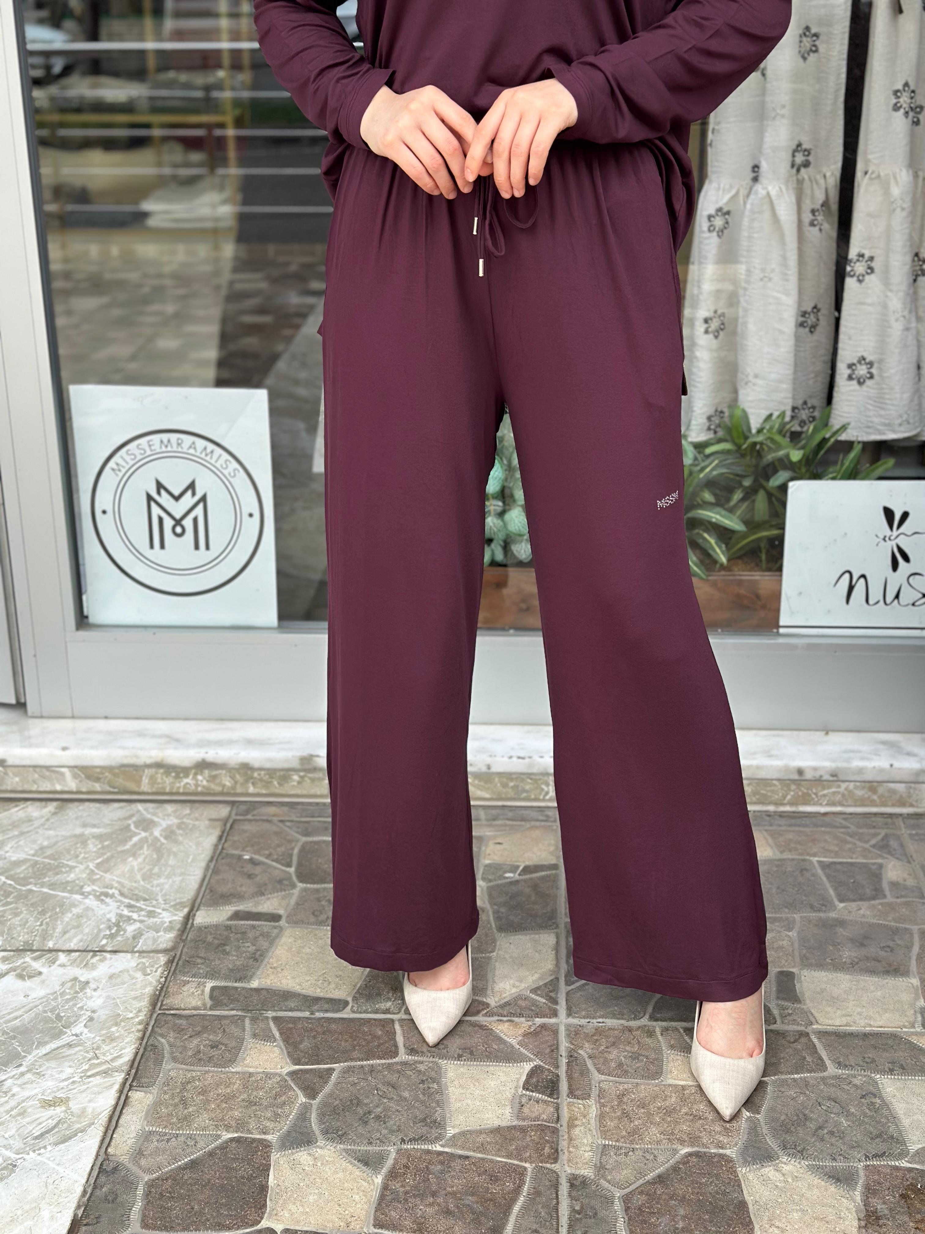 MİSSEMRAMİSS MSSM TAŞLI PANTOLON MÜRDÜM
