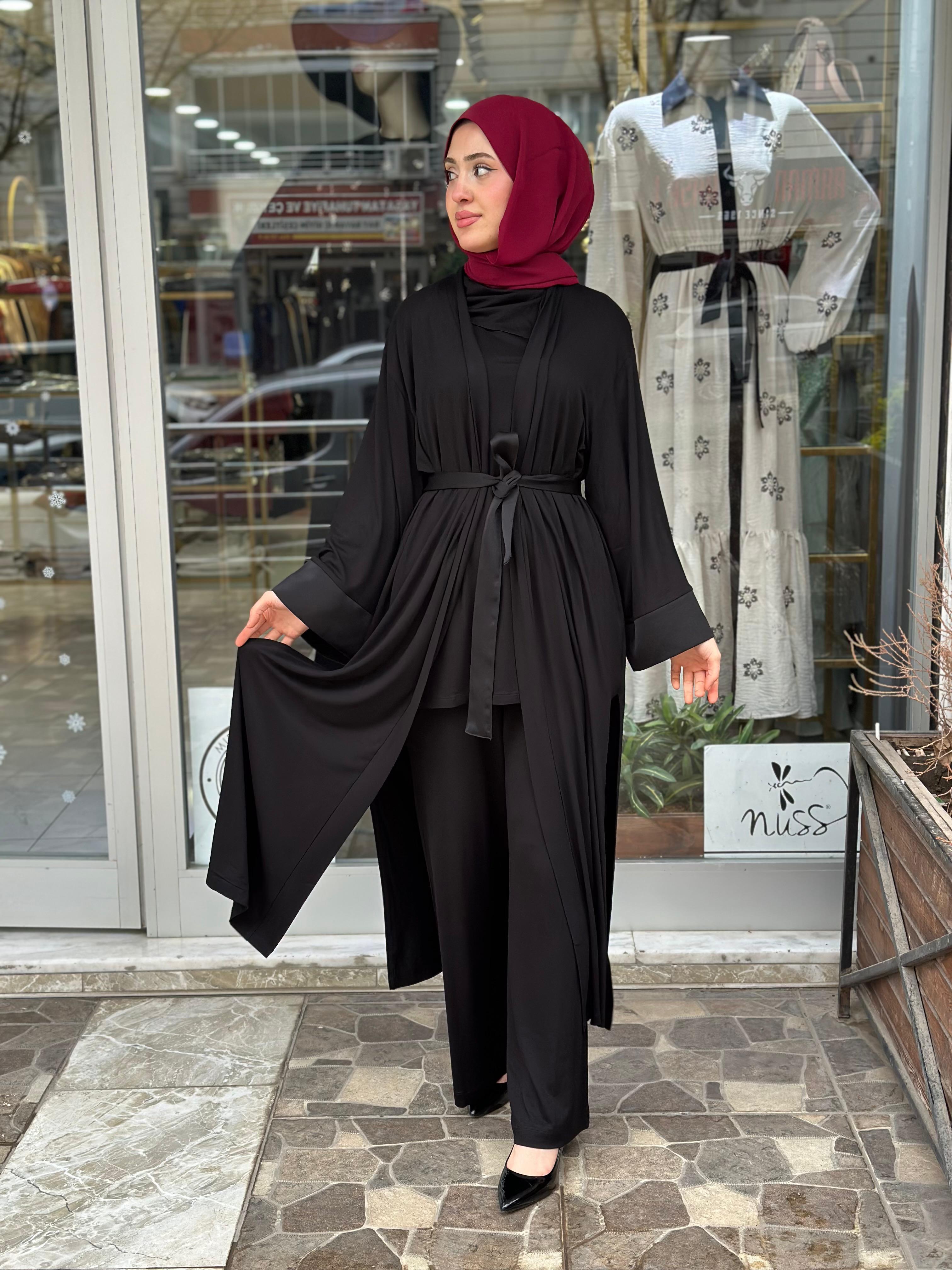 MİSSEMRAMİSS MSSM TAŞLI UZUN HIRKA SİYAH