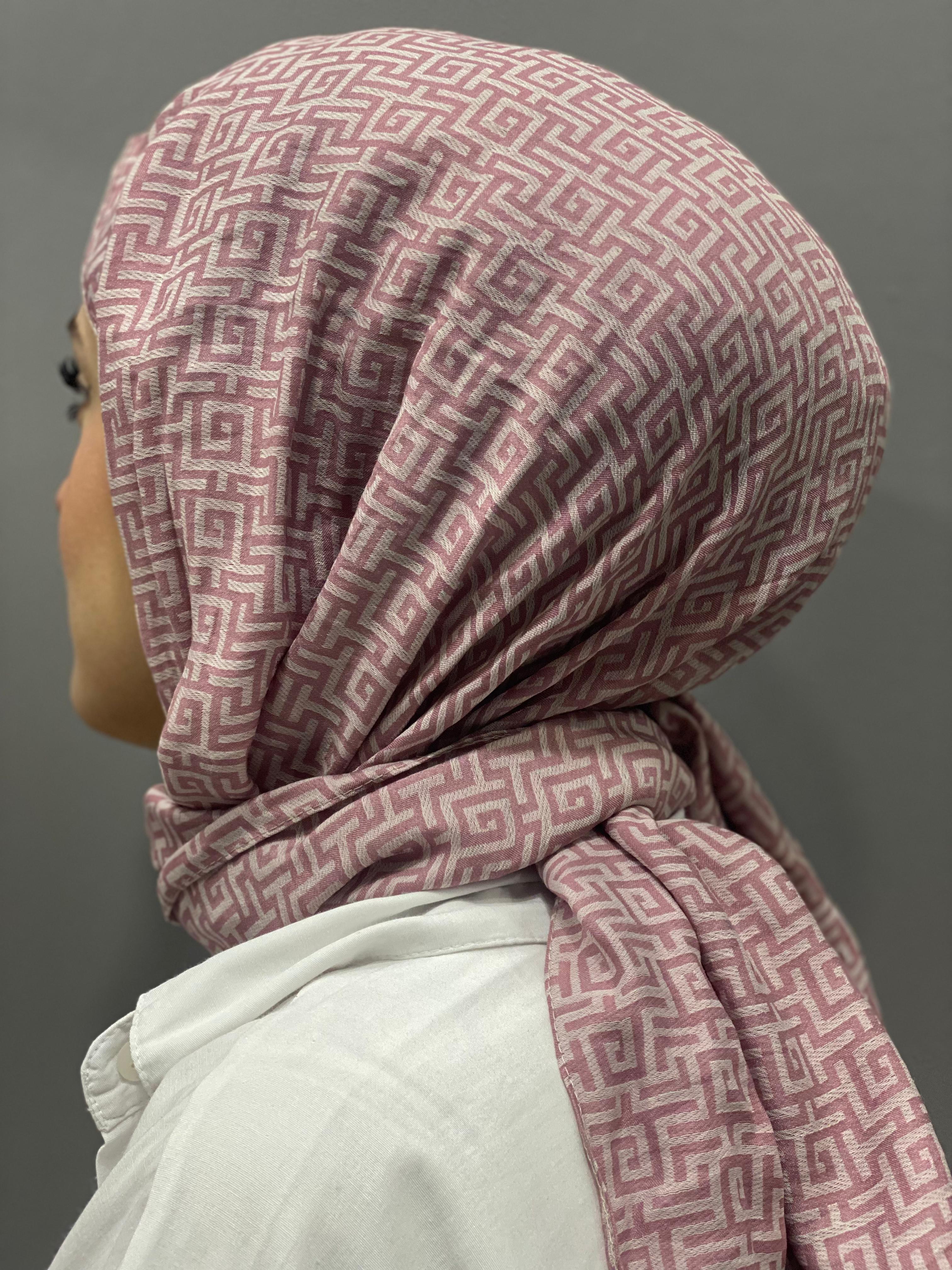 QOOQ DESENLİ ŞAL PEMBE 