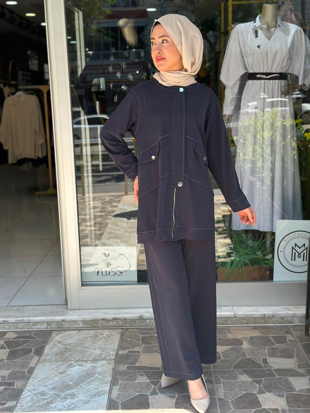 CEREMONY ÇIT ÇIT DETAYLI PANTOLONLU TENCEL LYCELL TAKIM LACİVERT