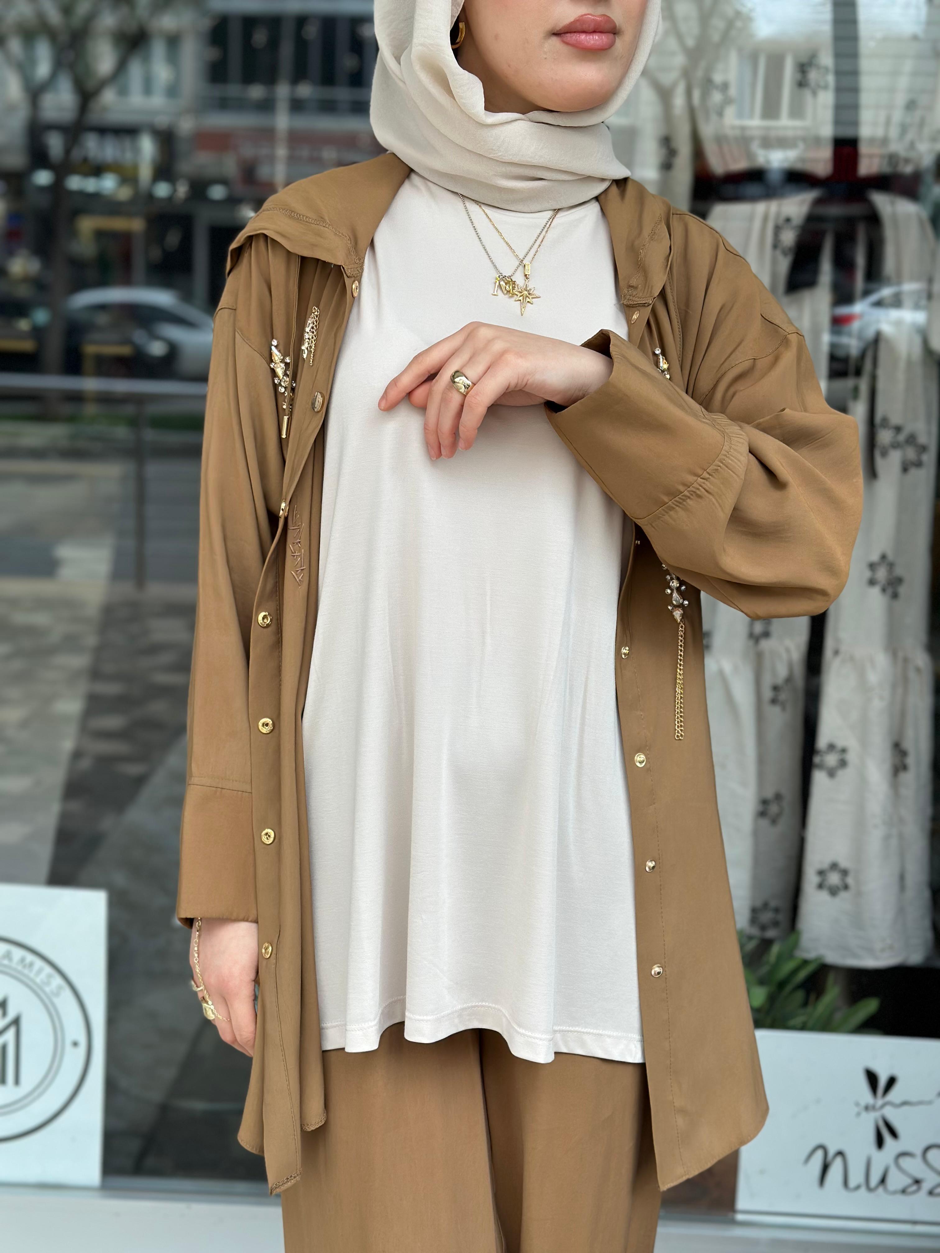 CEREMONY KISA KOLLU BAMBU BLUZ VİZON