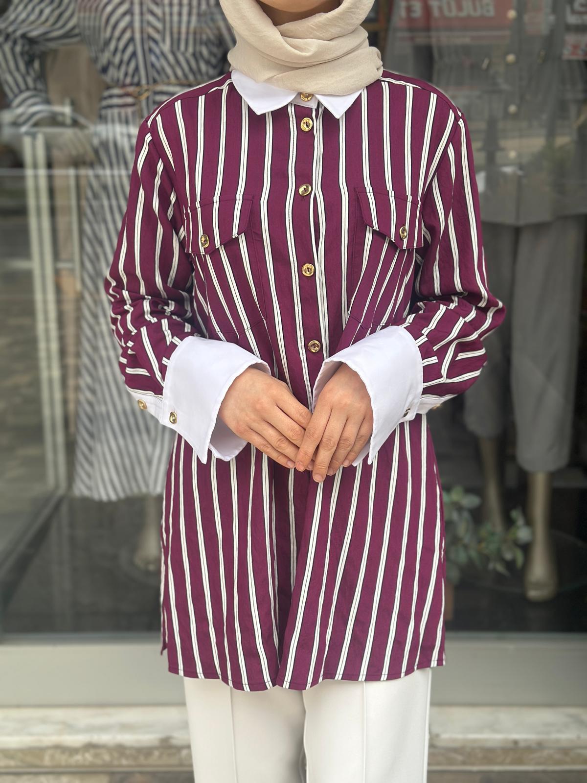 CLOCHE POLKY GARNİLİ GÖMLEK MOR