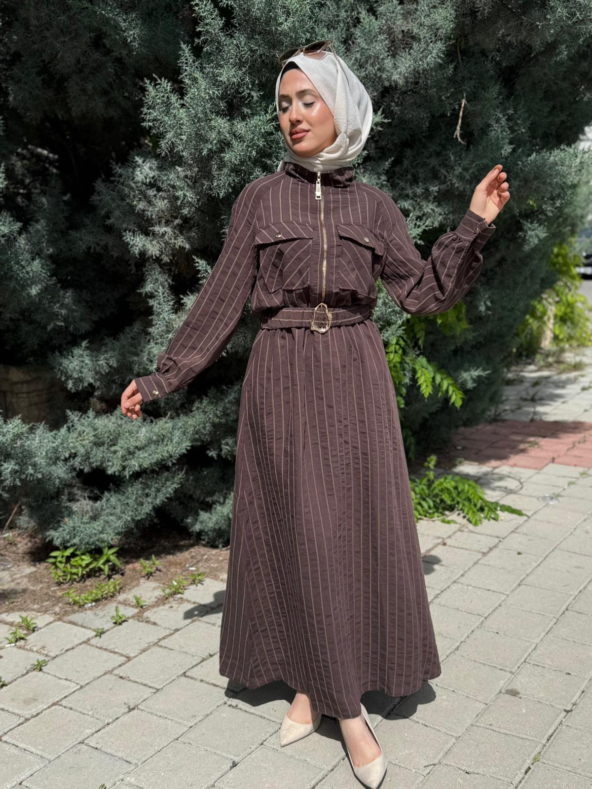 MİSSEMRAMİSS CHIC LINE ELBİSE KAHVERENGİ 