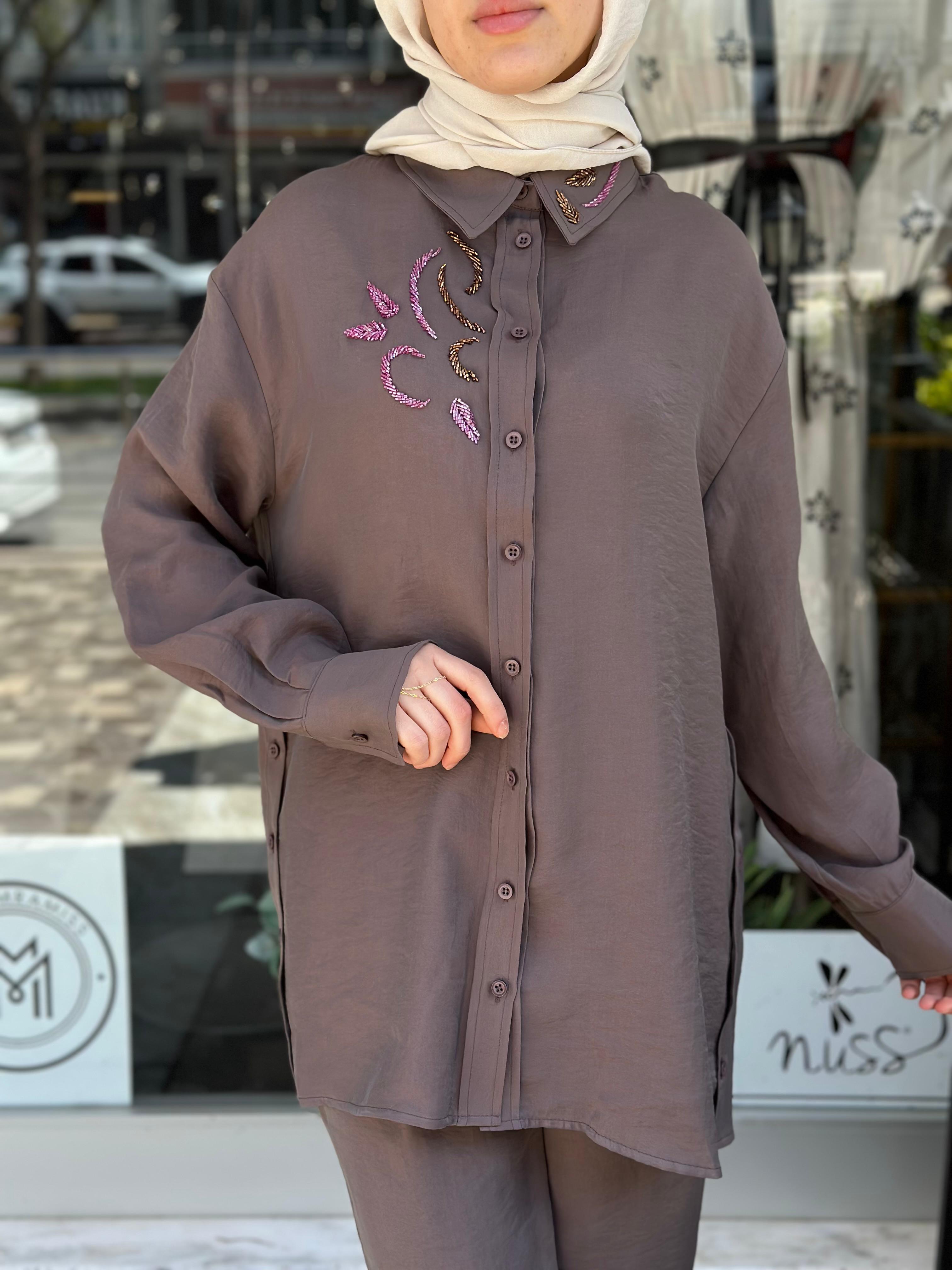 MİSSEMRAMİSS ELEGNAT FLOW GÖMLEK KAHVERENGİ