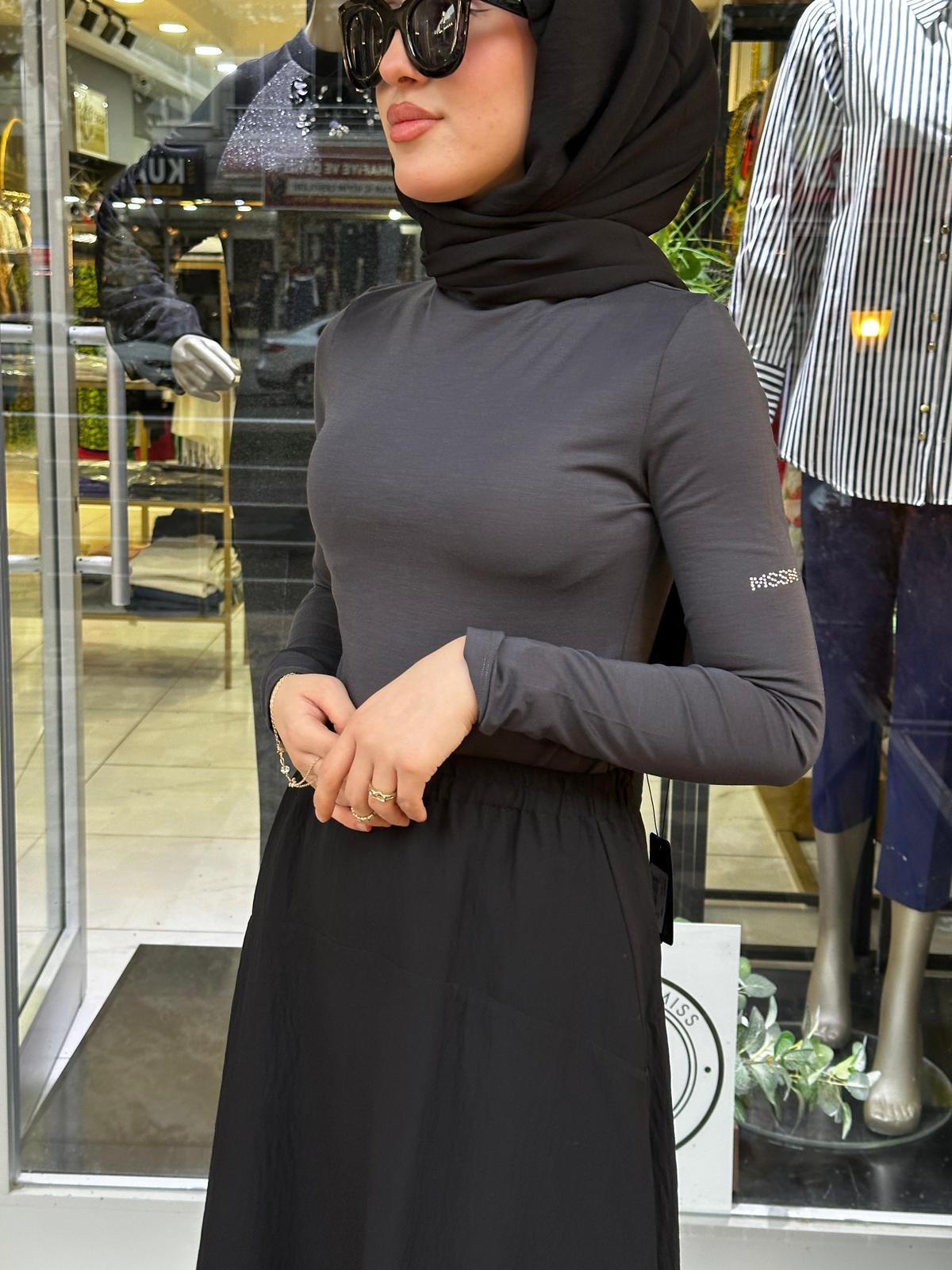 MİSSEMRAMİSS MSSM KOL TAŞLI RAYON BODY ANTRASIT 