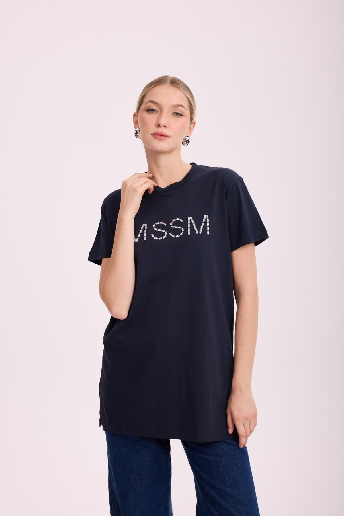 MİSSEMRAMİSS MSSM TAŞLI TSHİRT LACİVERT 