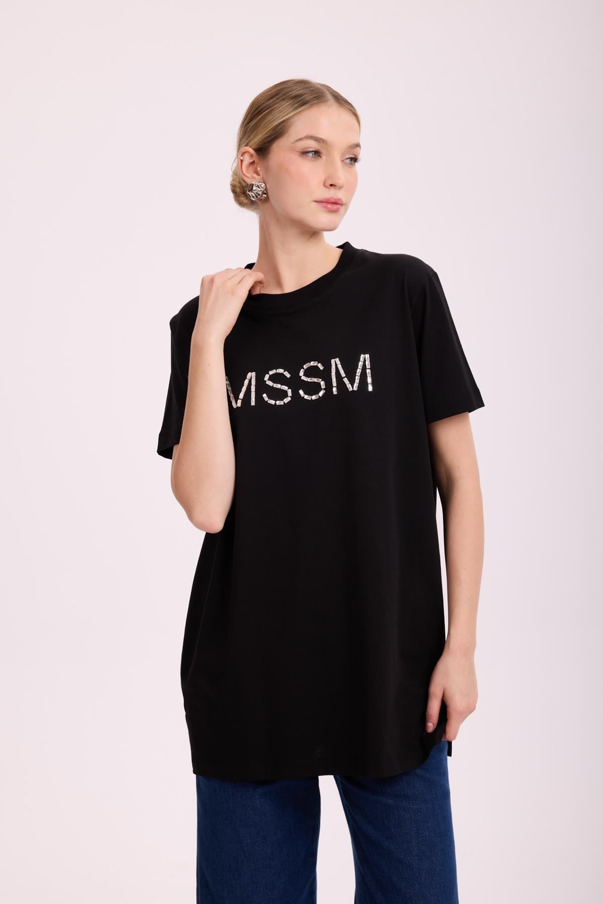 MİSSEMRAMİSS MSSM TAŞLI TSHİRT SİYAH 