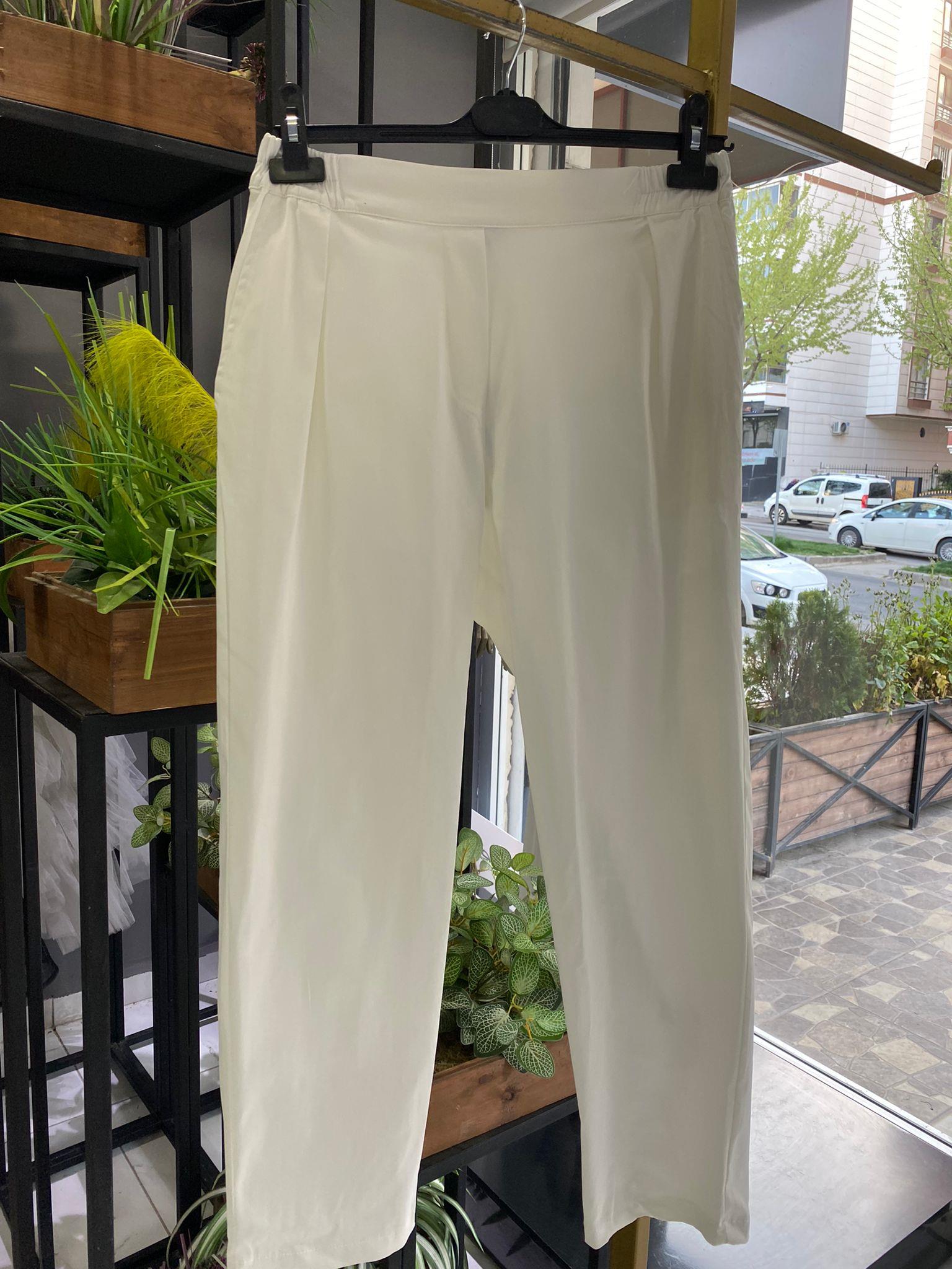 MİSSEMRAMİSS SATEN PİLE PANTOLON EKRU 
