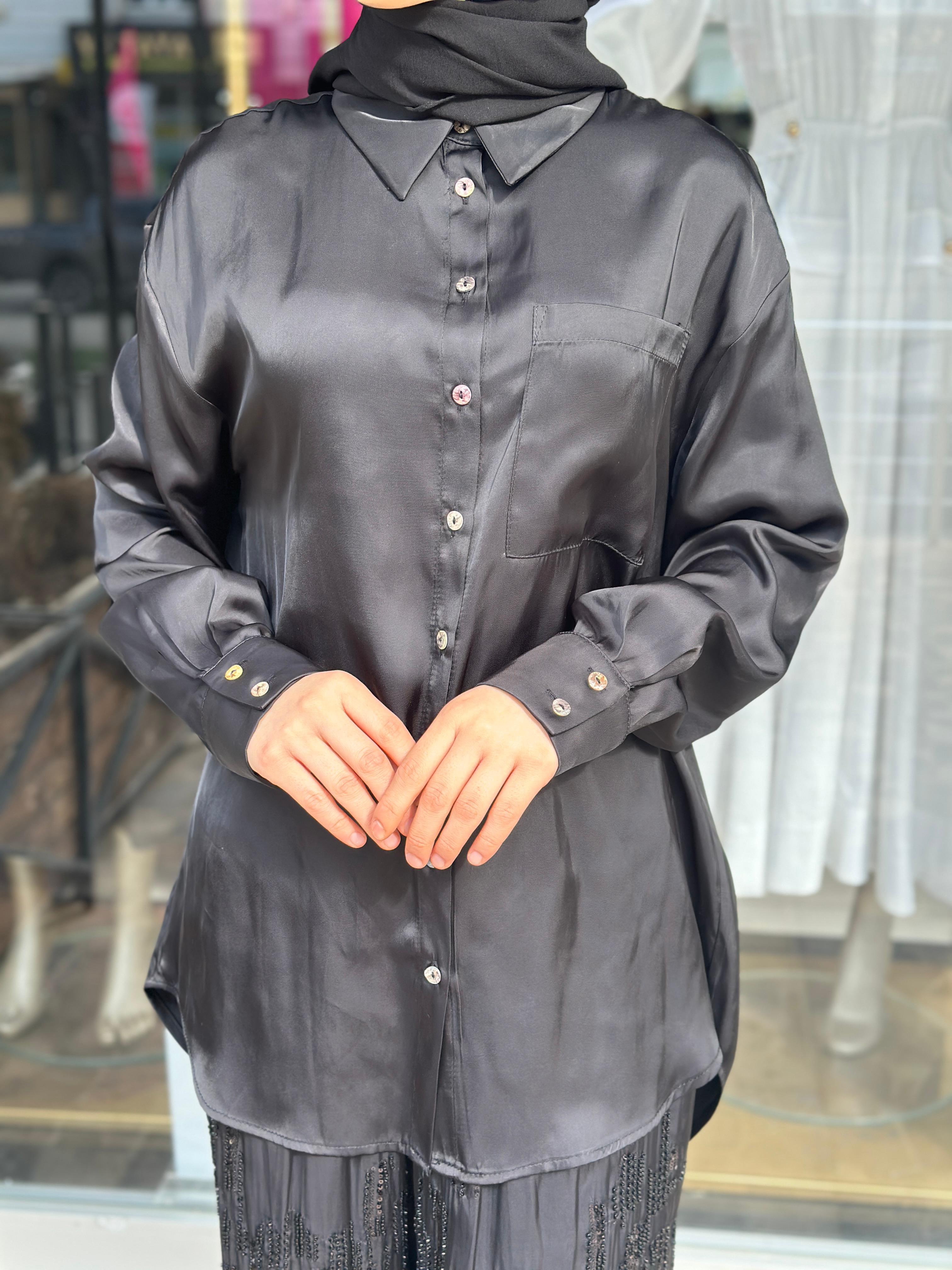 MİSSEMRAMİSS SHINY GÖMLEK SİYAH