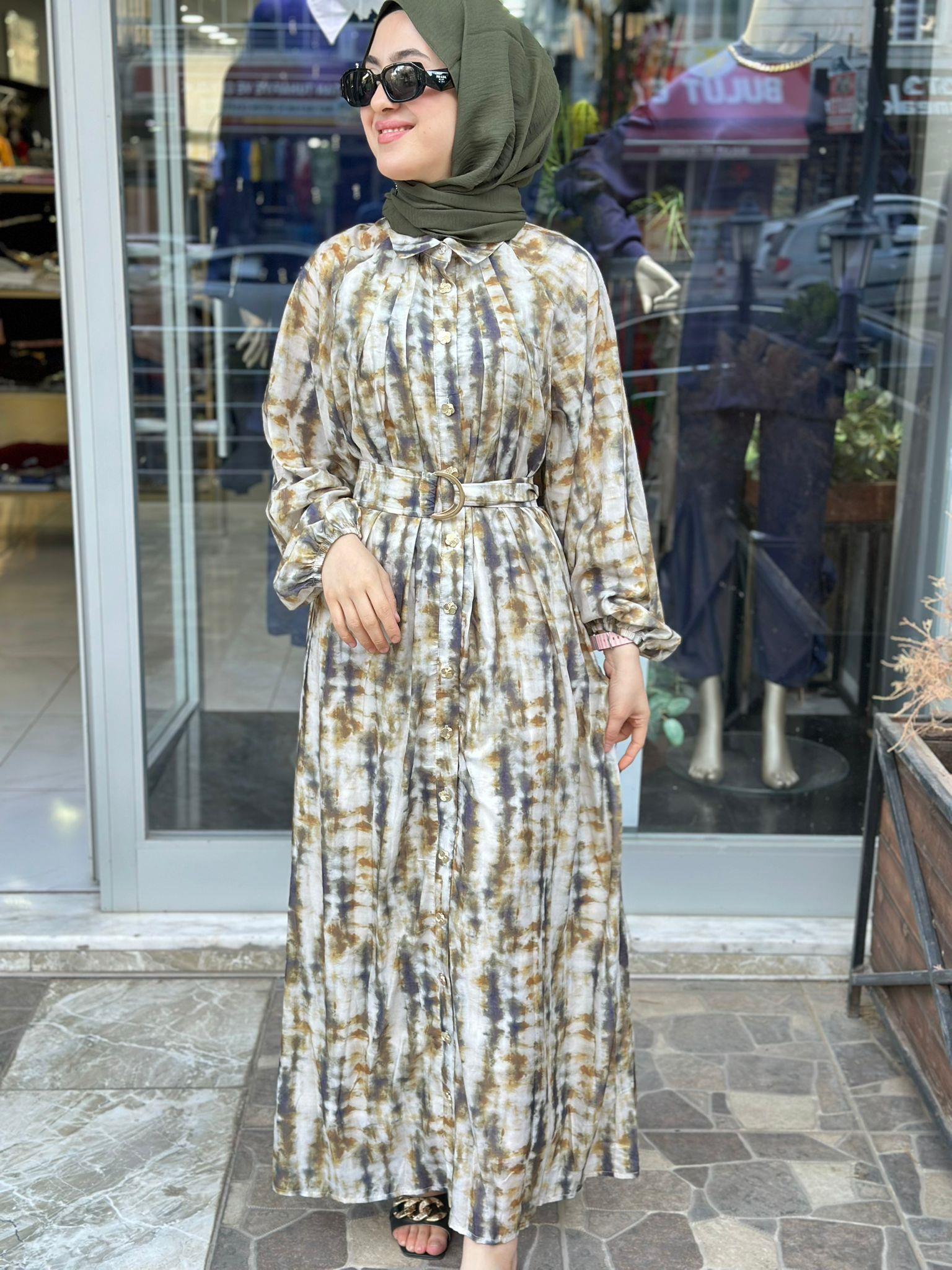 MİSSEMRAMİSS SPECİAL RAIN ELBİSE TABA DESEN 