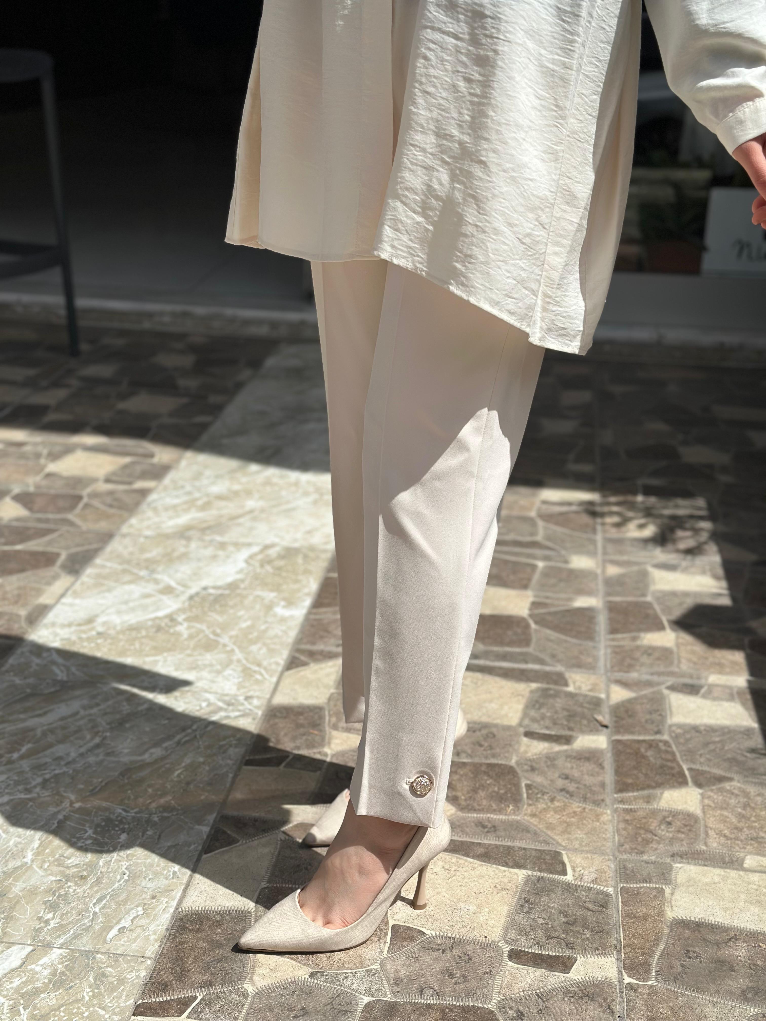 SENTEZ PARADİSE PAÇA DÜĞMELİ PANTOLON TAŞ