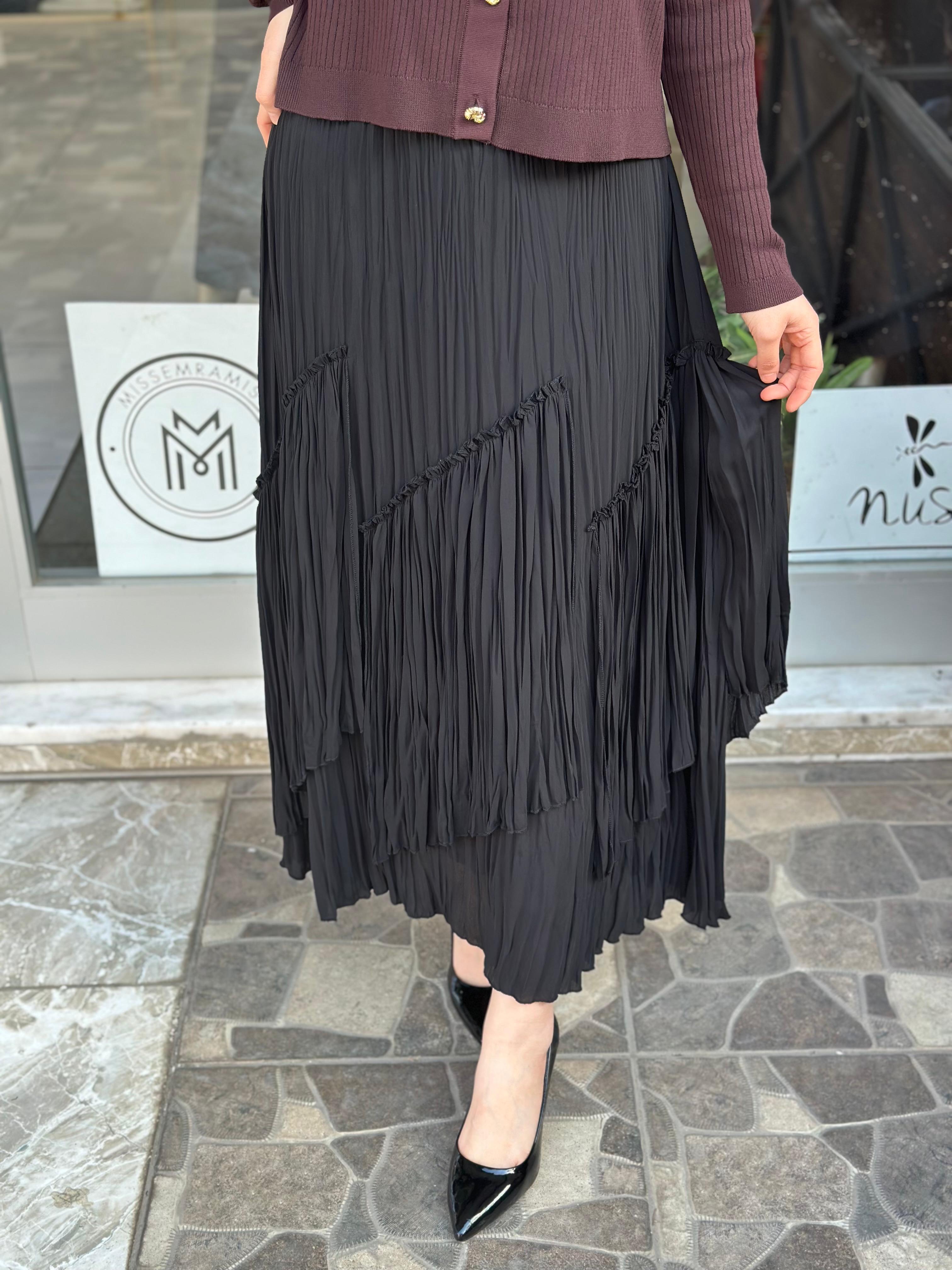 SENTEZ VİOLA PARÇALI KIRIŞTIRMA ETEK SİYAH