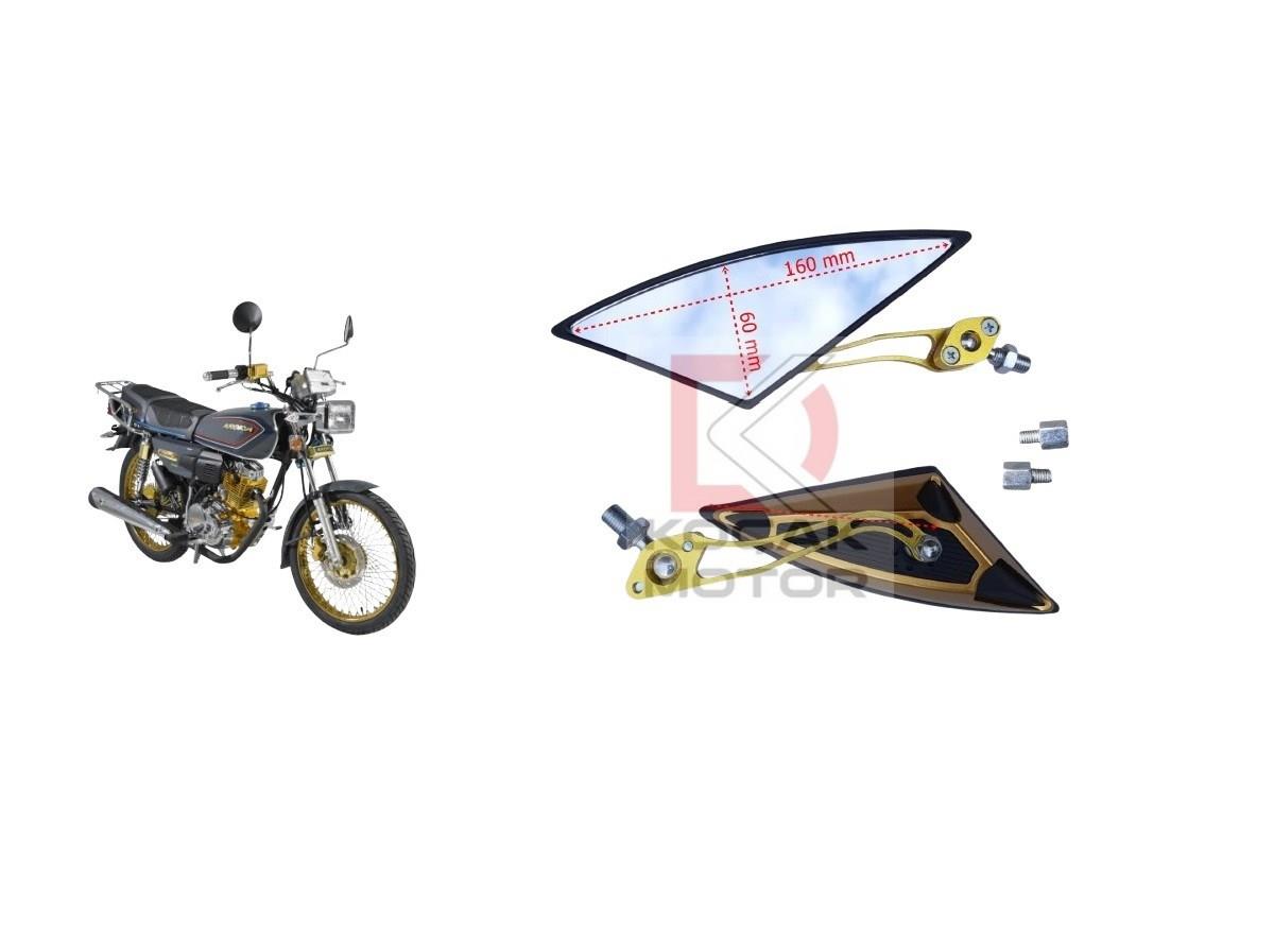 Arora CG100 Modifiye - Sport Motosiklet Ayna Takımı Üçgen Gold