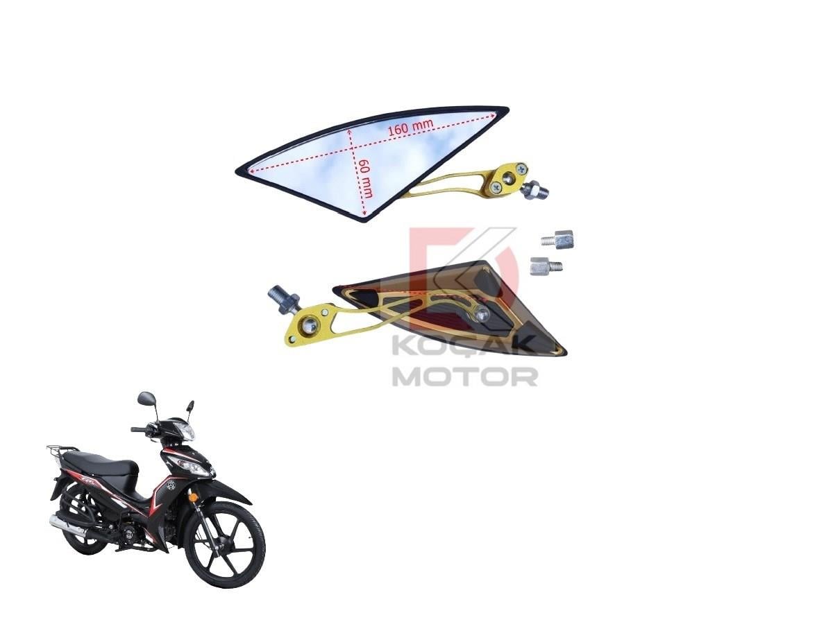 Kuba Ege 50 Cub - Sport Motosiklet Ayna Takımı Üçgen Gold