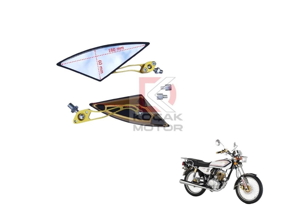 Sport Motosiklet Ayna Takımı Üçgen Gold - Kuba CG 50 / 125