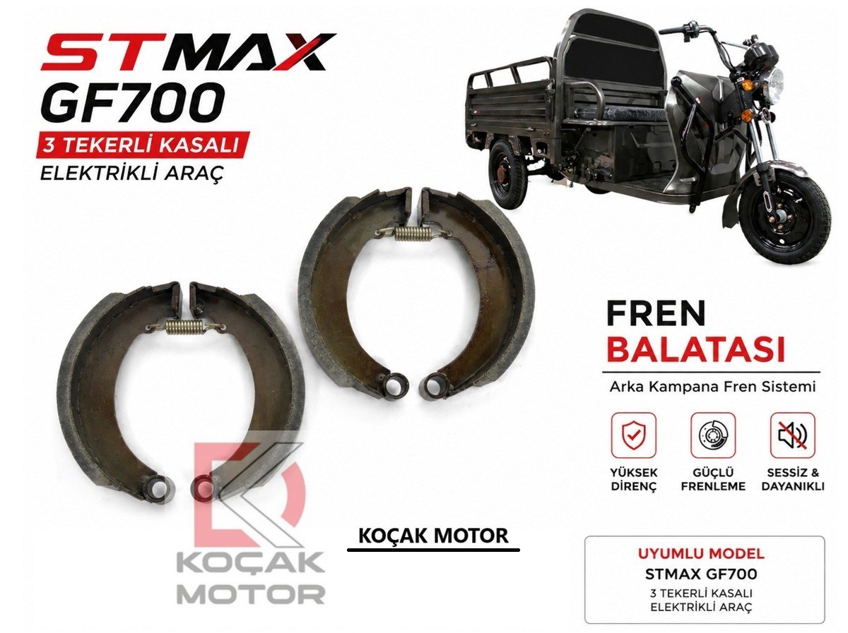 Stmax GF700 3 Tekerli Kasalı Elektrikli -AKalite- Arka Fren Balatası Sağ Sol Takım