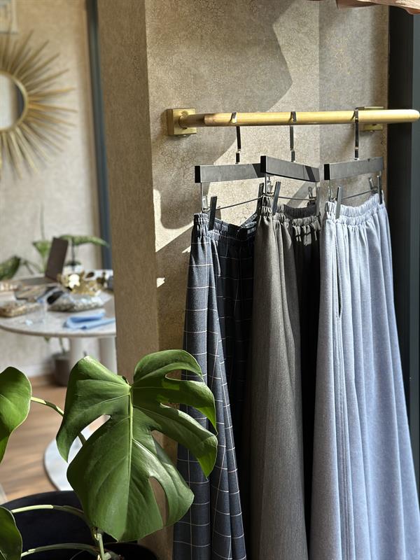 Hanım Hatun Cep Detaylı Kot Etek Lacivert Çizgili