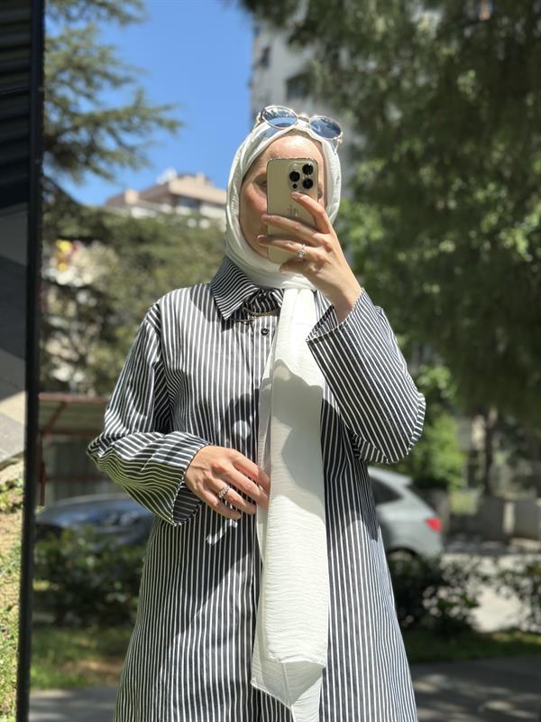 Hanım Hatun Lina Gömlek Siyah Çizgili