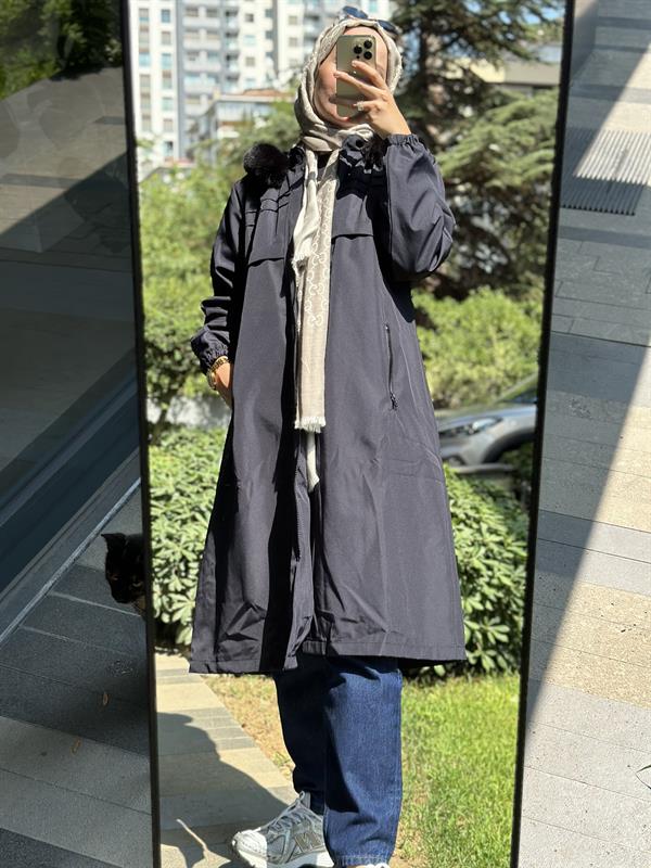 Hanım Hatun Marin Trench Lacivert