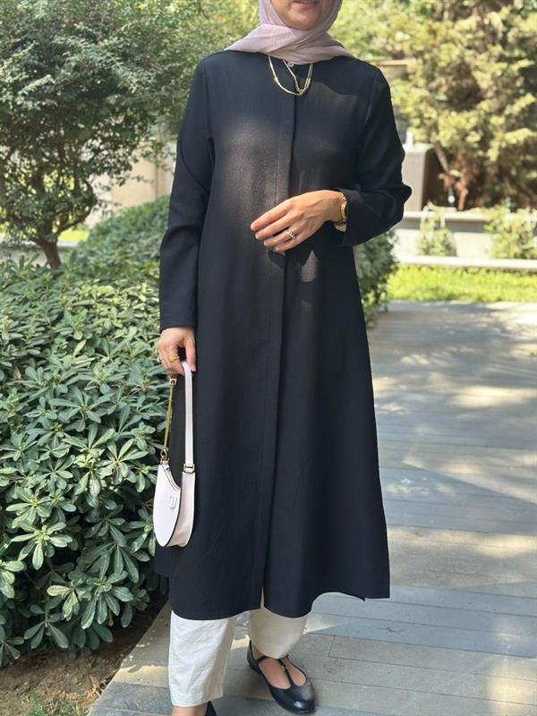 Hanım Hatun Sahara Keten Tunik Siyah