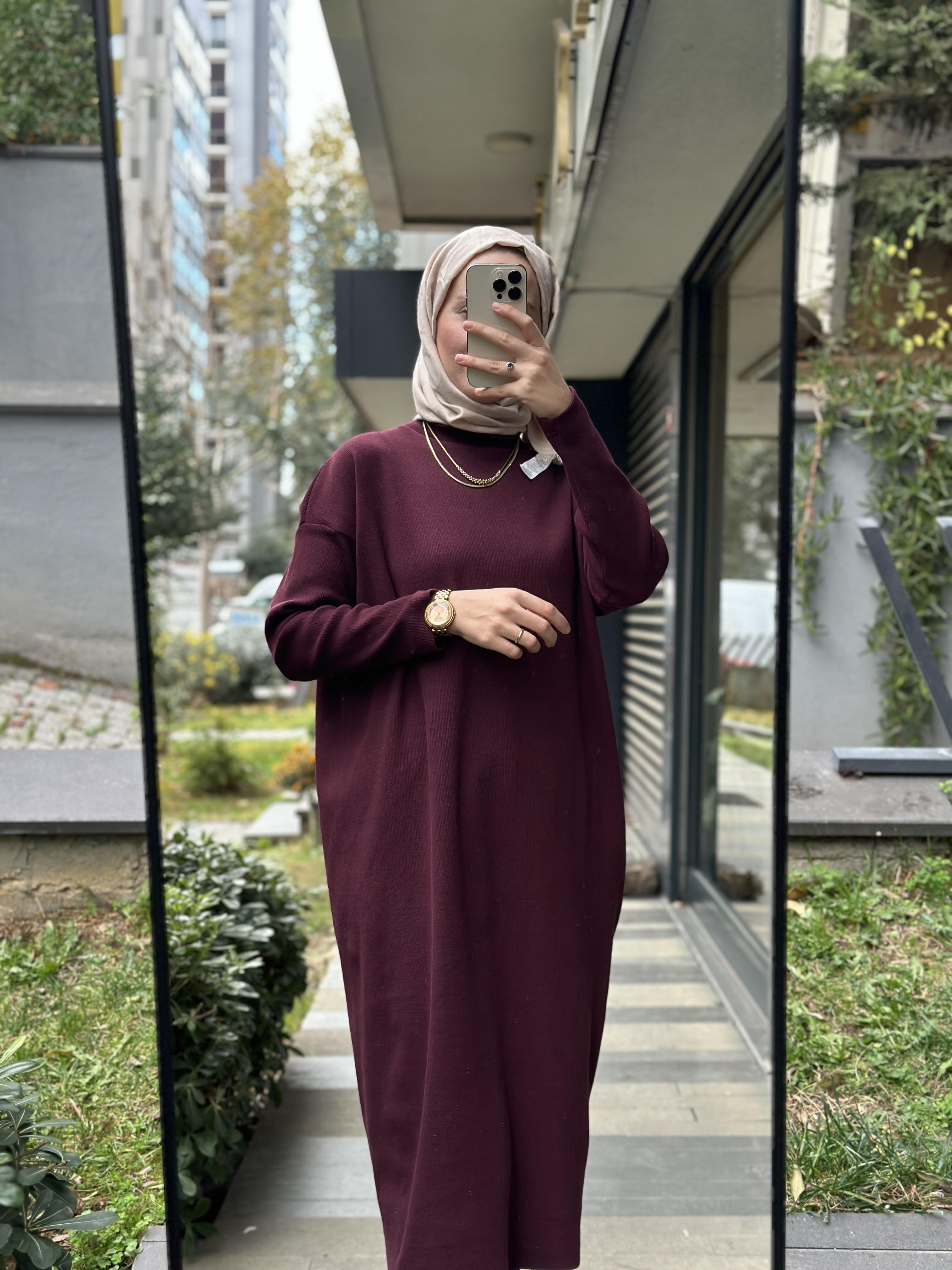 Hanım Hatun Basic Triko Tunik Mürdüm