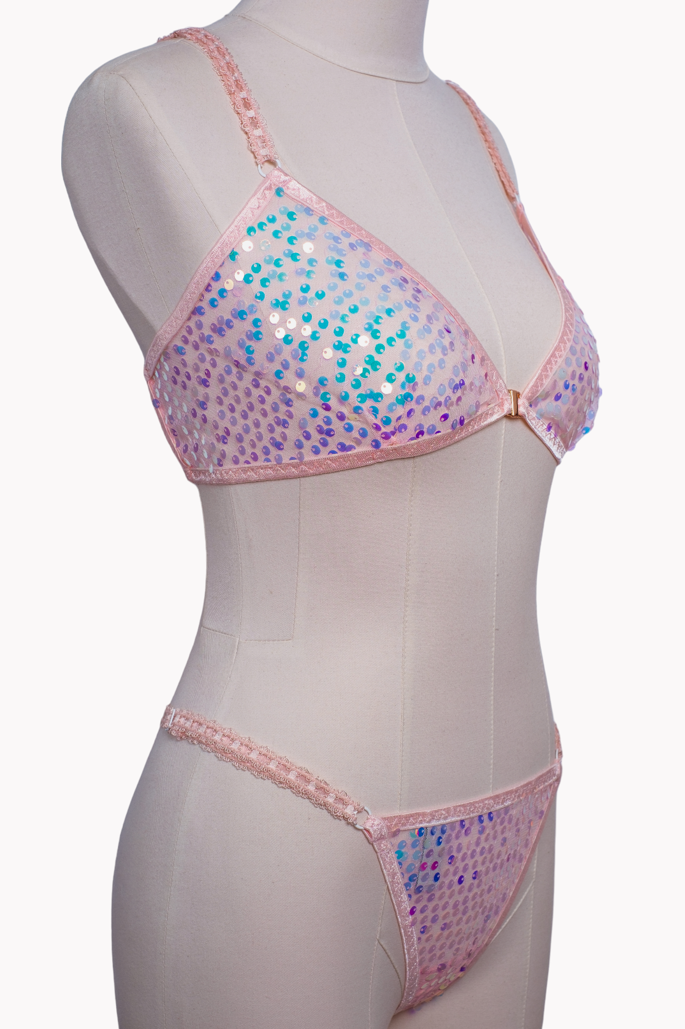 Pink Stardust Bralet Tanga Takım