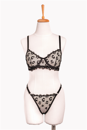 Animal Print Balenli Bra Tanga Takım