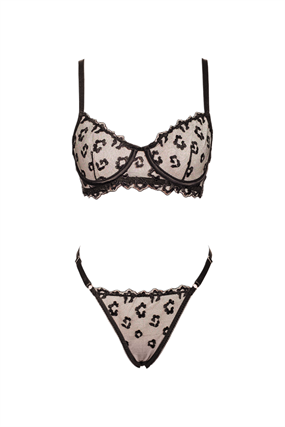 Animal Print Balenli Bra Tanga Takım