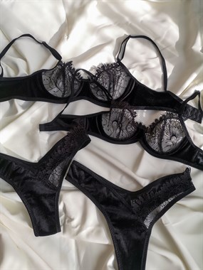 Azul Black Balenli Bra Tanga Takım