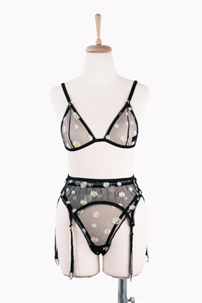 Black Daisy Bra Alt Takım