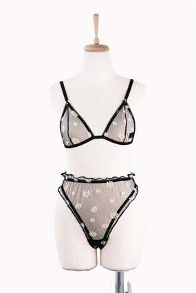 Black Daisy Bra Alt Takım
