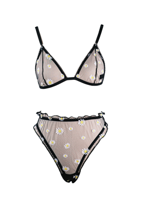 Black Daisy Bra Alt Takım