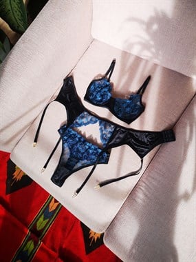 Blue Ava Balenli Bra Tanga Takım
