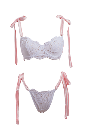 Lydia White Bra Tanga Takım