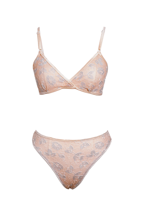 Nude Blue Bralet Tanga Takım