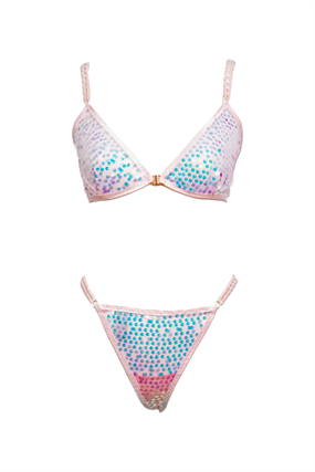 Pink Stardust Bralet Tanga Takım