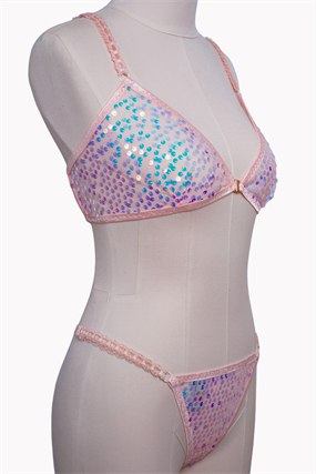 Pink Stardust Bralet Tanga Takım